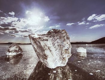 Scenic view of frozen sea against sky