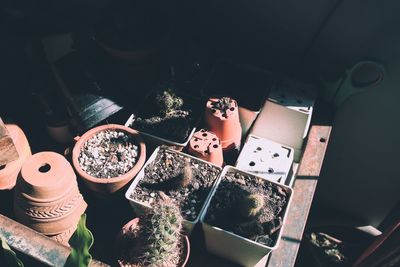 High angle view of food on table