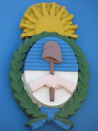 Close-up view of blue art