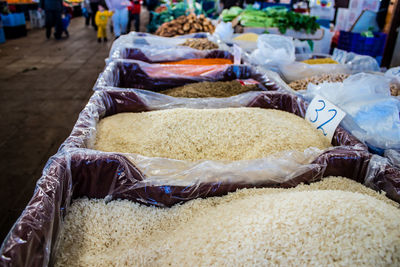 High angle view of food for sale