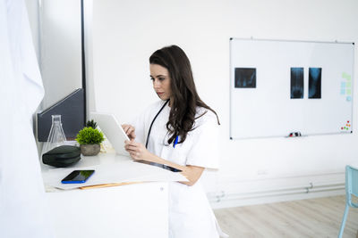 Woman working on table