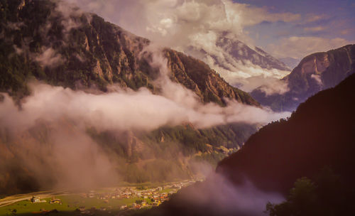 Scenic view of mountains against sky