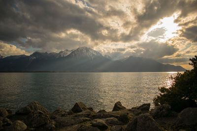 Scenic view of sea against sky during sunset