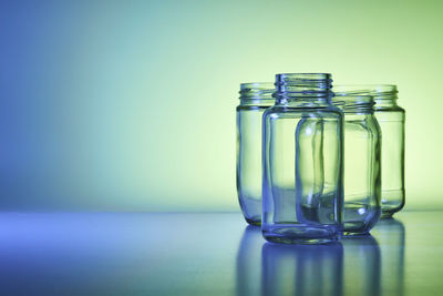 Close-up of glass jar on table