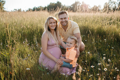 Portrait of happy family at park