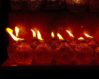 Close-up of burning candles