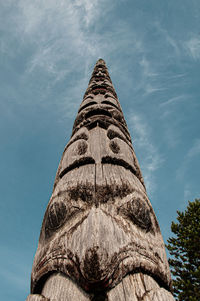 Low angle view of statue against sky