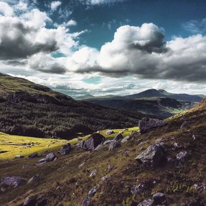 Scenic view of landscape against cloudy sky