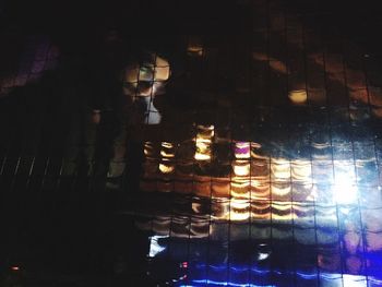 View of illuminated train at night