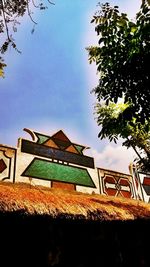 Low angle view of houses against sky