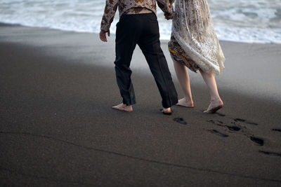 Low section of footpath of lover  on beach