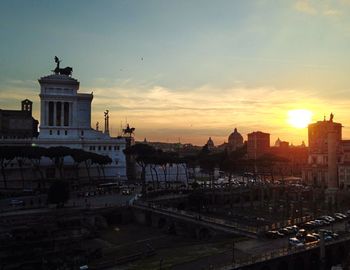 Buildings at sunset