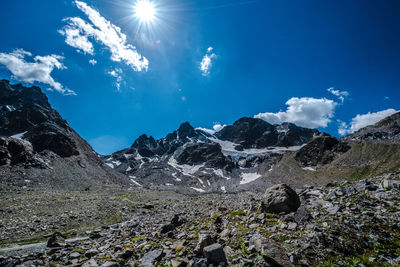 Low angle view of mountain against sky