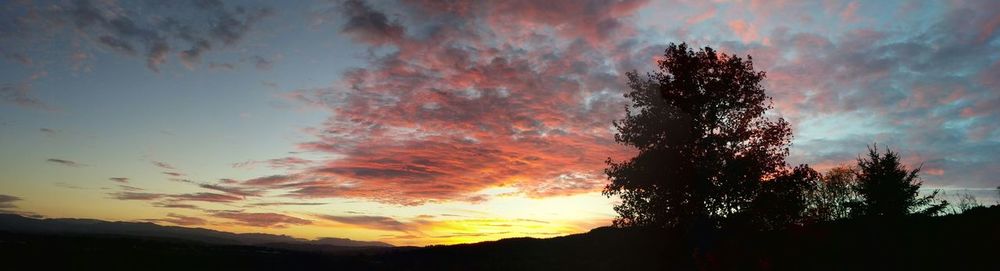 Low angle view of cloudy sky at sunset