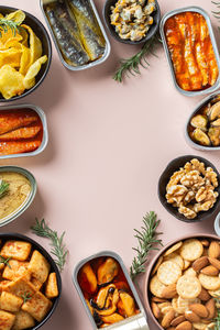 High angle view of food on table