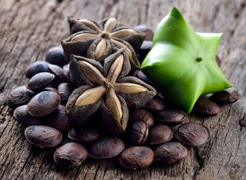 High angle view of fruits on table