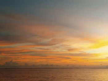 Scenic view of sea against sky at sunset