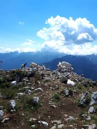 Scenic view of rocky mountains against sky