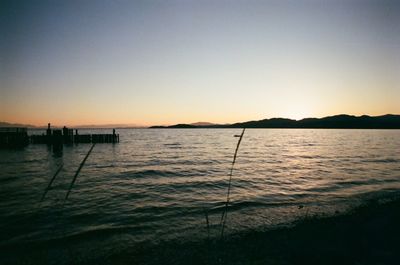 Scenic view of sea at sunset