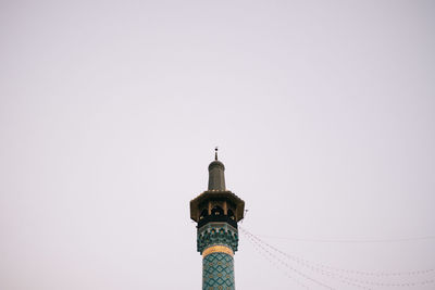 Low angle view of tower of building against clear sky