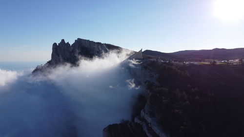 Panoramic view of mountains against sky