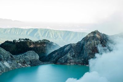 Scenic view of lake and mountains