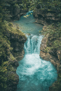 High angle view of waterfall