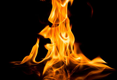 Close-up of bonfire at night