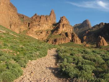 Scenic view of rocky mountains against sky