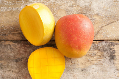 High angle view of oranges on table