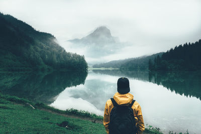 Scenic view of lake against sky