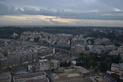 High angle view of townscape against sky