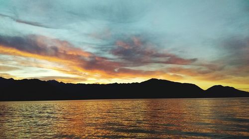 Scenic view of sea at sunset