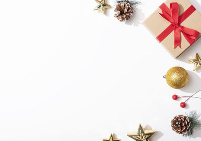 High angle view of christmas decorations