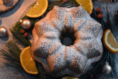 Close-up of star shaped christmas cake