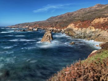 Scenic landscape of garrapata state park, rocky coast on a clear day