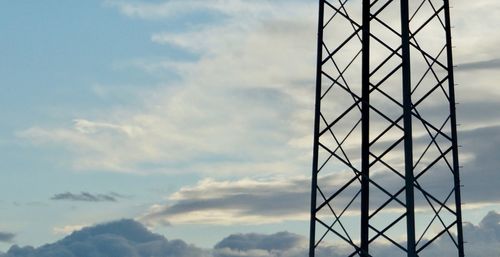 Low angle view of electricity pylon against sky