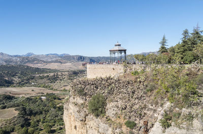 Scenic view of mountains against clear sky