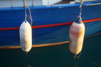 Close-up of fishing net on boat