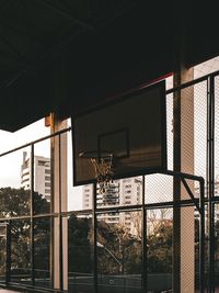 Buildings seen through window