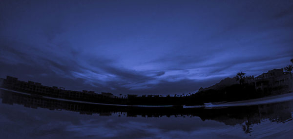 Panoramic view of lake against sky at dusk