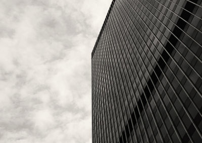 Low angle view of modern building against sky