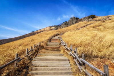 Scenic view of land against sky