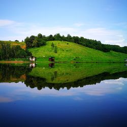 Scenic view of lake against sky
