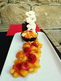 Close-up of strawberries on plate