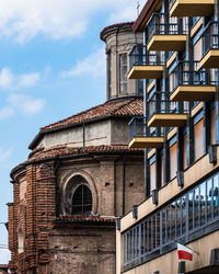 Low angle view of old building against sky