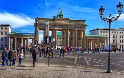 Group of people in front of building