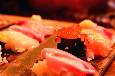 Close-up of sushi on plate