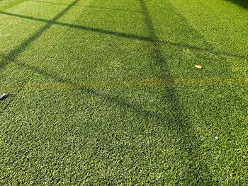 High angle view of soccer field