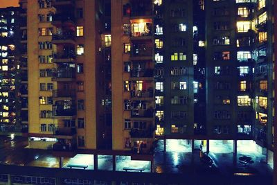 View of illuminated city at night